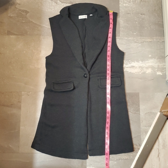 525 America Long Sweater Vest Cardigan. Dark Grey. Sleeveless. Merino Wool. S. - Picture 9 of 12